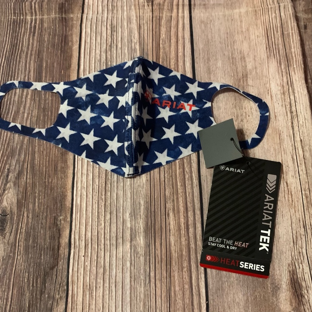 Ariat® AriatTEK™ Unisex Blue With White Stars Face Mask - Picture 3 of 4